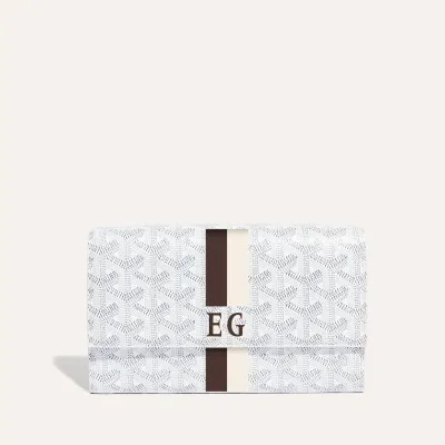 PORTEFEUILLE POCHETTE VARENNE 3 BANDES INITIALES Blanc