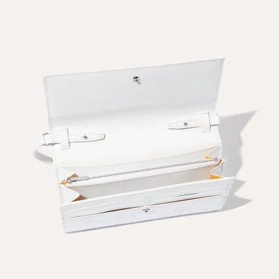 PORTEFEUILLE POCHETTE VARENNE 3 BANDES INITIALES Blanc