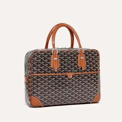 Ambassade MM Document Case - Black & Tan