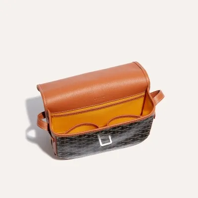 Belvédère PM bag Stripes and Initials - Black & Tan