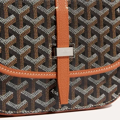 Belvédère PM bag Stripes and Initials - Black & Tan
