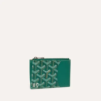 Bourbon zipped card holder Initials - Green