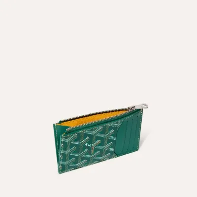 Bourbon zipped card holder Initials - Green