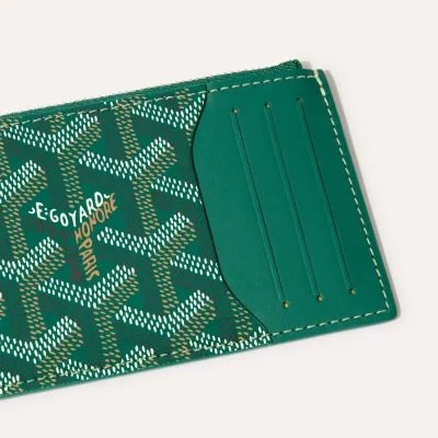 Bourbon zipped card holder Initials - Green