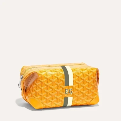 Bowling 25 toiletry bag Stripes and Initials - Yellow