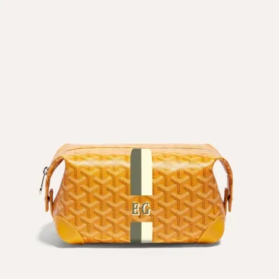 Bowling 25 toiletry bag Stripes and Initials - Yellow