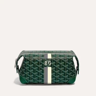 Bowling 25 toiletry bag Stripes and Initials - Green