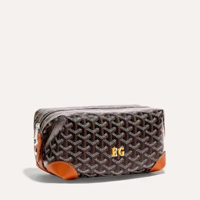 Bowling 25 toiletry bag Initials - Black & Tan