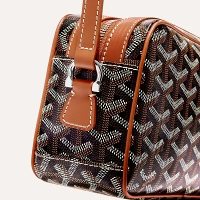 Cap-Vert bag Stripes and Initials - Black & Tan