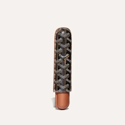 Churchill Single Cigar Case - Black & Tan