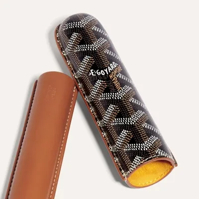 Churchill Single Cigar Case - Black & Tan