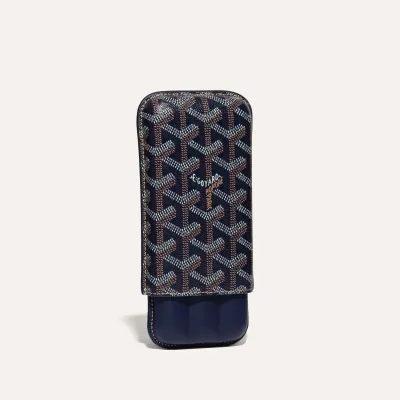 Churchill 3 Cigar Case - Navy Blue