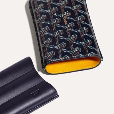 Churchill 3 Cigar Case - Navy Blue