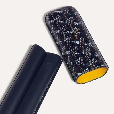 Churchill 2 Cigar Case - Navy Blue