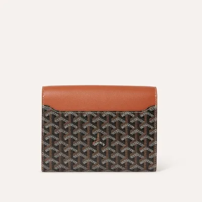 Chypre Wallet-Pouch Stripes and Initials - Black & Tan