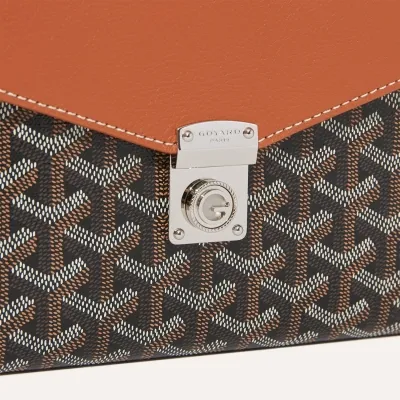 Chypre Wallet-Pouch Stripes and Initials - Black & Tan