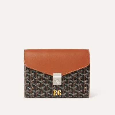Chypre Wallet-Pouch Initials - Black & Tan