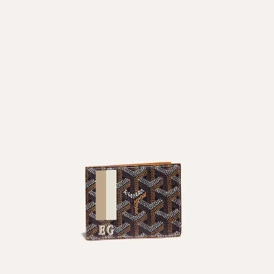 Porte-cartes Insert Victoire Bandes et Initiales - Noir & Naturel