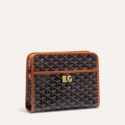 Jouvence MM toiletry bag Initials - Black & Tan
