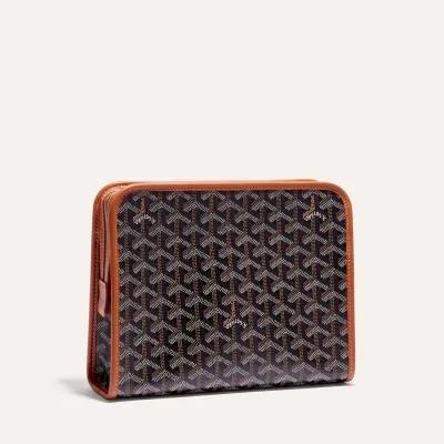Jouvence MM toiletry bag Initials - Black & Tan