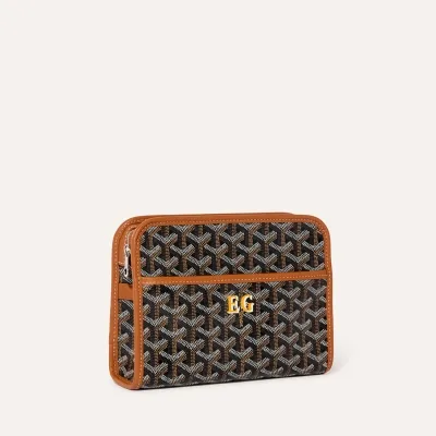 Jouvence PM toiletry bag Initials - Black & Tan