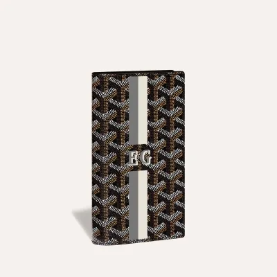 Saint-Lambert Wallet Stripes and Initials - Black