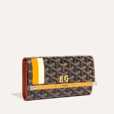 Monte-Carlo Mini Case Stripes and Initials - Black & Tan