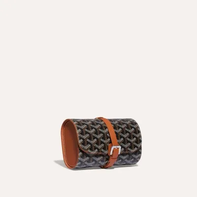 Double Travel Watch Case - Black & Tan