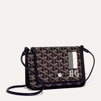 Plumet pouch-wallet stripes and initials - Black