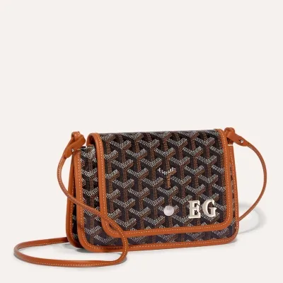 Plumet pouch-wallet initials - Black & Tan