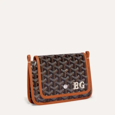 Plumet pouch-wallet initials - Black & Tan