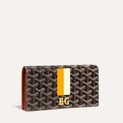 Richelieu Wallet Stripes and Initials - Black & Tan