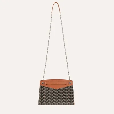 Rouette Structuré PM bag Stripes and Initials - Black & Tan