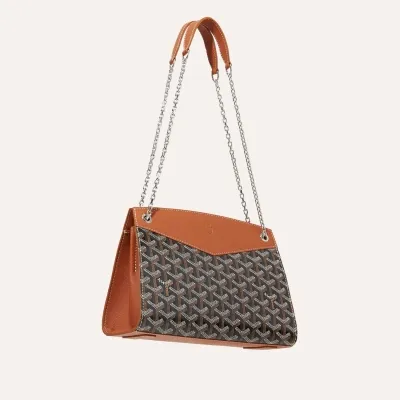 Rouette Structuré PM bag Stripes and Initials - Black & Tan