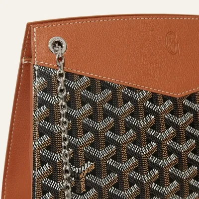 Rouette Structuré PM bag Stripes and Initials - Black & Tan