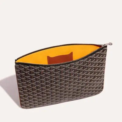 Sénat MGM Pouch Stripes and Initials - Black & Tan