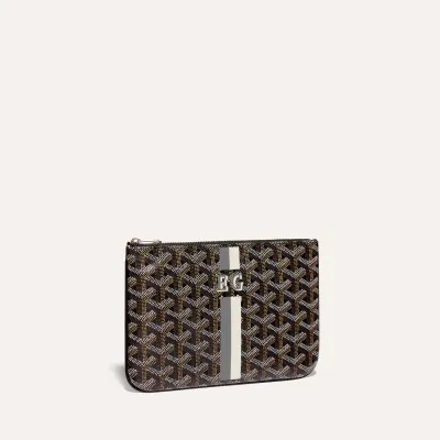 Sénat PM Pouch Stripes and Initials - Black