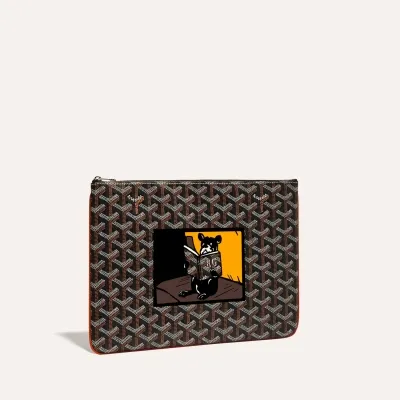 Sénat MM Pouch Hulot and Initials - Black & Tan