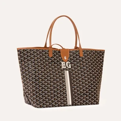 Saint Louis GM bag Stripes and Initials - Black & Tan