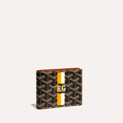 Saint-Florentin Wallet Stripes and Initials - Black & Tan