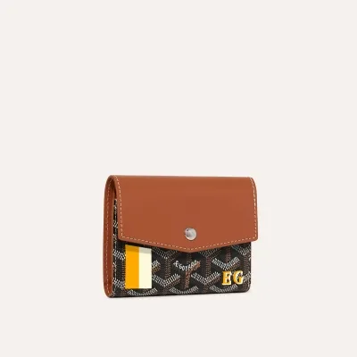 Saint-Gabriel wallet Stripes and Initials - Black & Tan