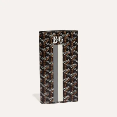 Saint-Roch Wallet Stripes and Initials - Black