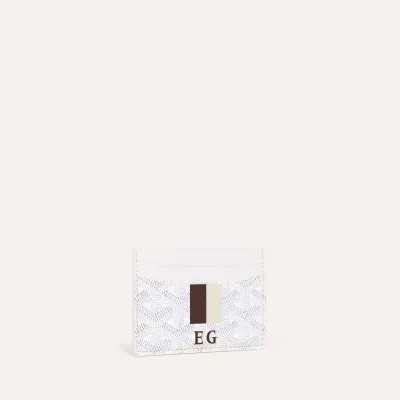 Saint-Sulpice card wallet Stripes and Initials - White