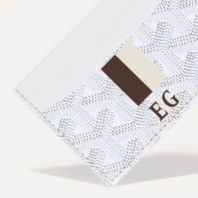 Saint-Sulpice card wallet Stripes and Initials - White