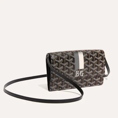 Varenne pouch-wallet stripes and initials - Black