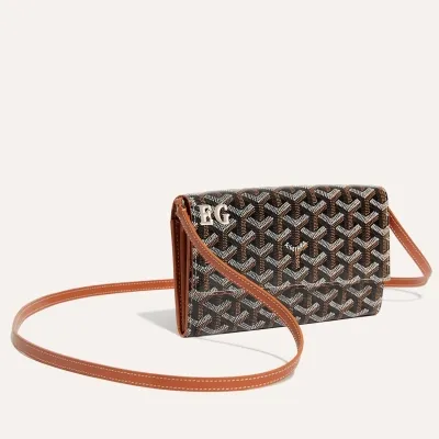 Varenne pouch-wallet initials - Black & Tan