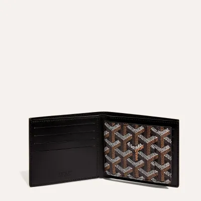 Victoire Wallet Stripes and Initials - Black