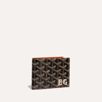 Victoire Wallet Initials - Black & Tan