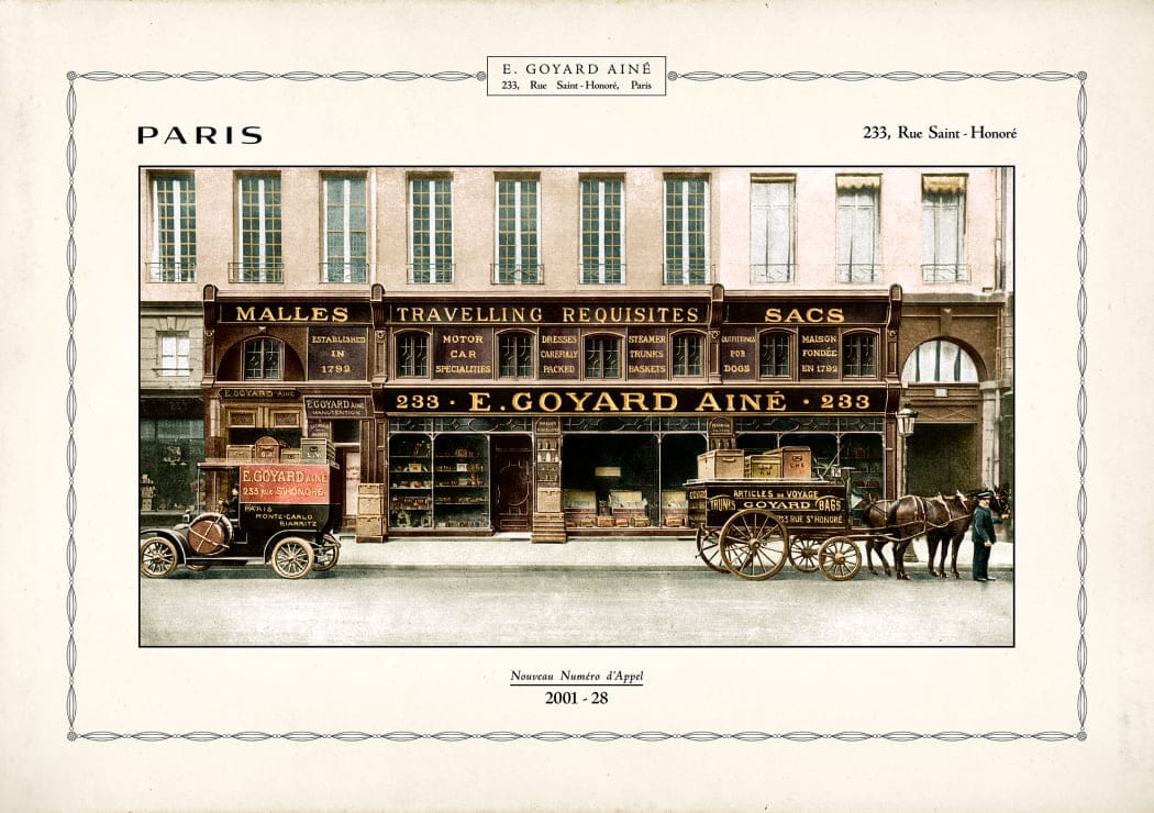 Historical image of the Goyard boutique at 233 rue Saint Honoré