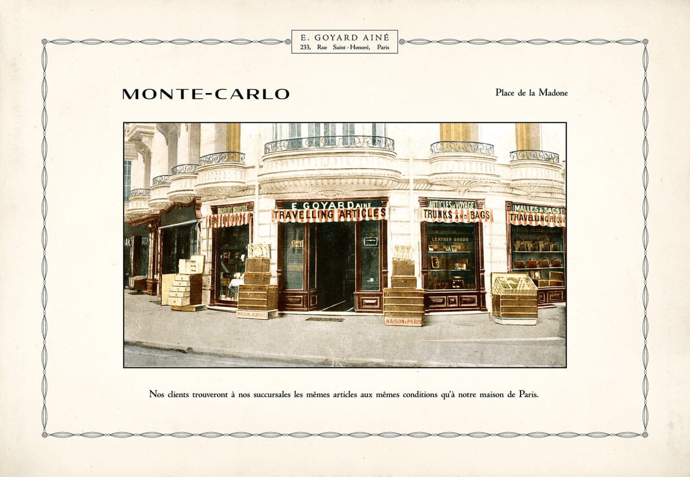 Historical image of the Goyard boutique in Monte-Carlo